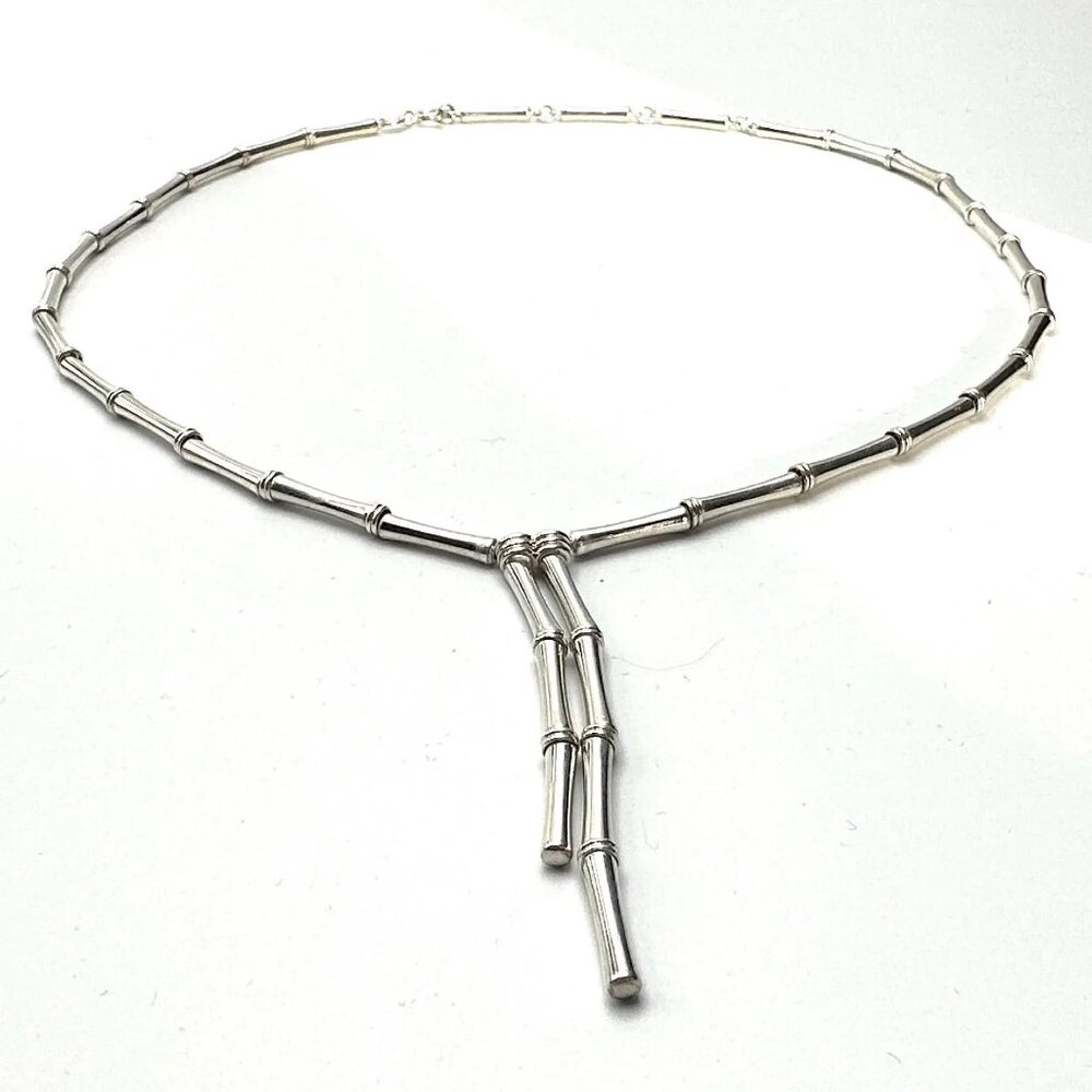 Links of London Sterling Silver Bamboo Y Necklace Kate Middleton Style 21" EUC